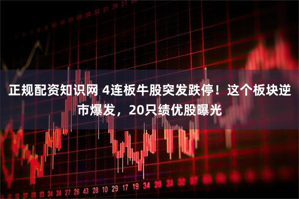 正规配资知识网 4连板牛股突发跌停！这个板块逆市爆发，20只绩优股曝光